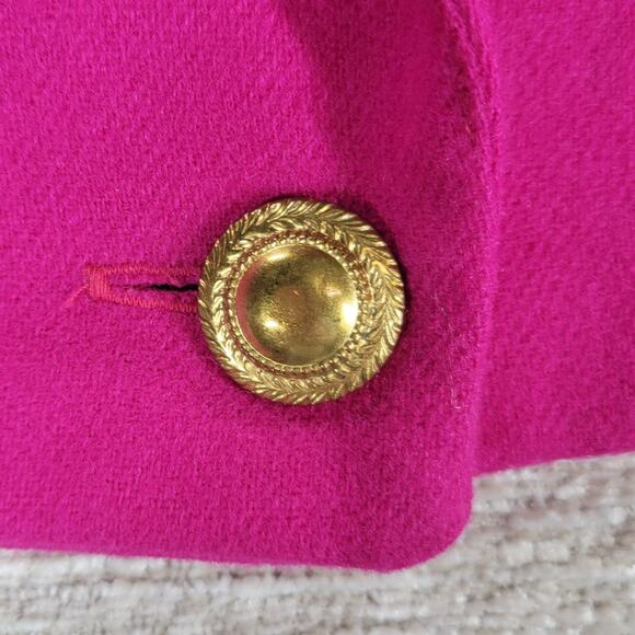 Fundamental Things Pink Wool Cropped Blazer Womens 8 Shawl Collar Gold Button - Picture 4 of 13